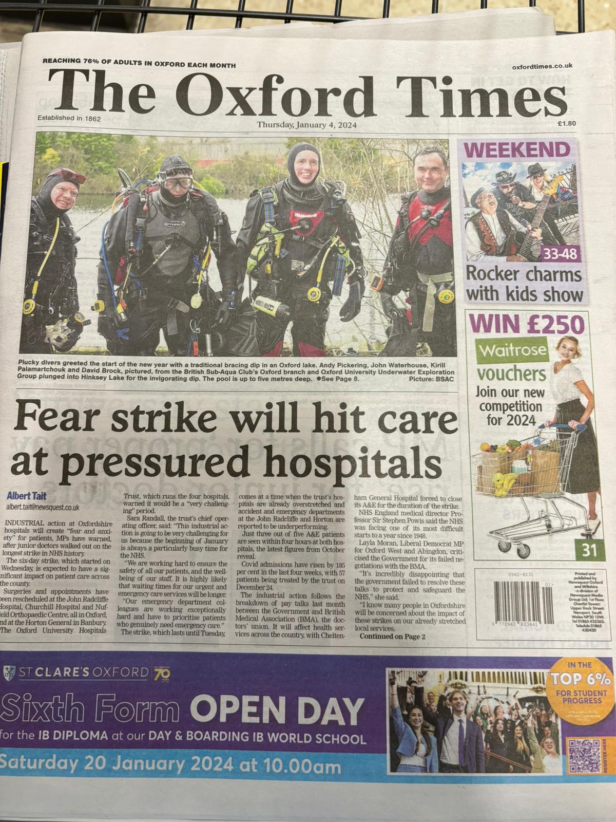 Oxford Times front page